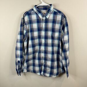 American Eagle‎ Mens Button Down Shirt Size XL Blue Checks 100% Cotton Casual